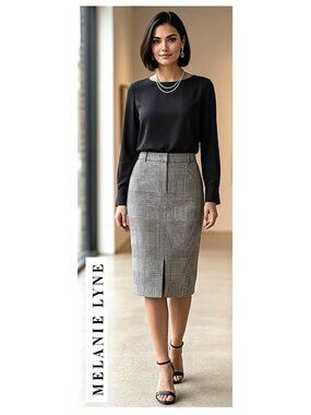 MELANIE LYNE - Houndstooth midi pencil skirt